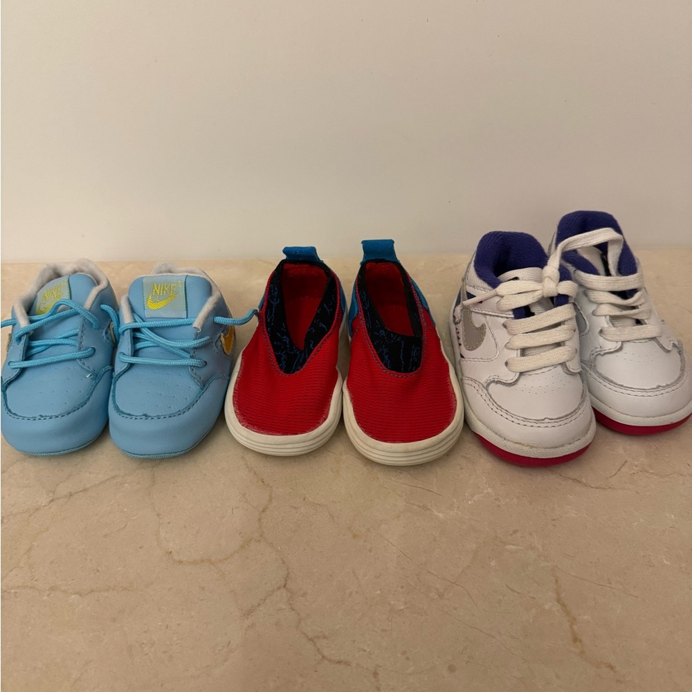 VINTAGE Rare Nike Kids Sneakers Trio - Blue, Red, White